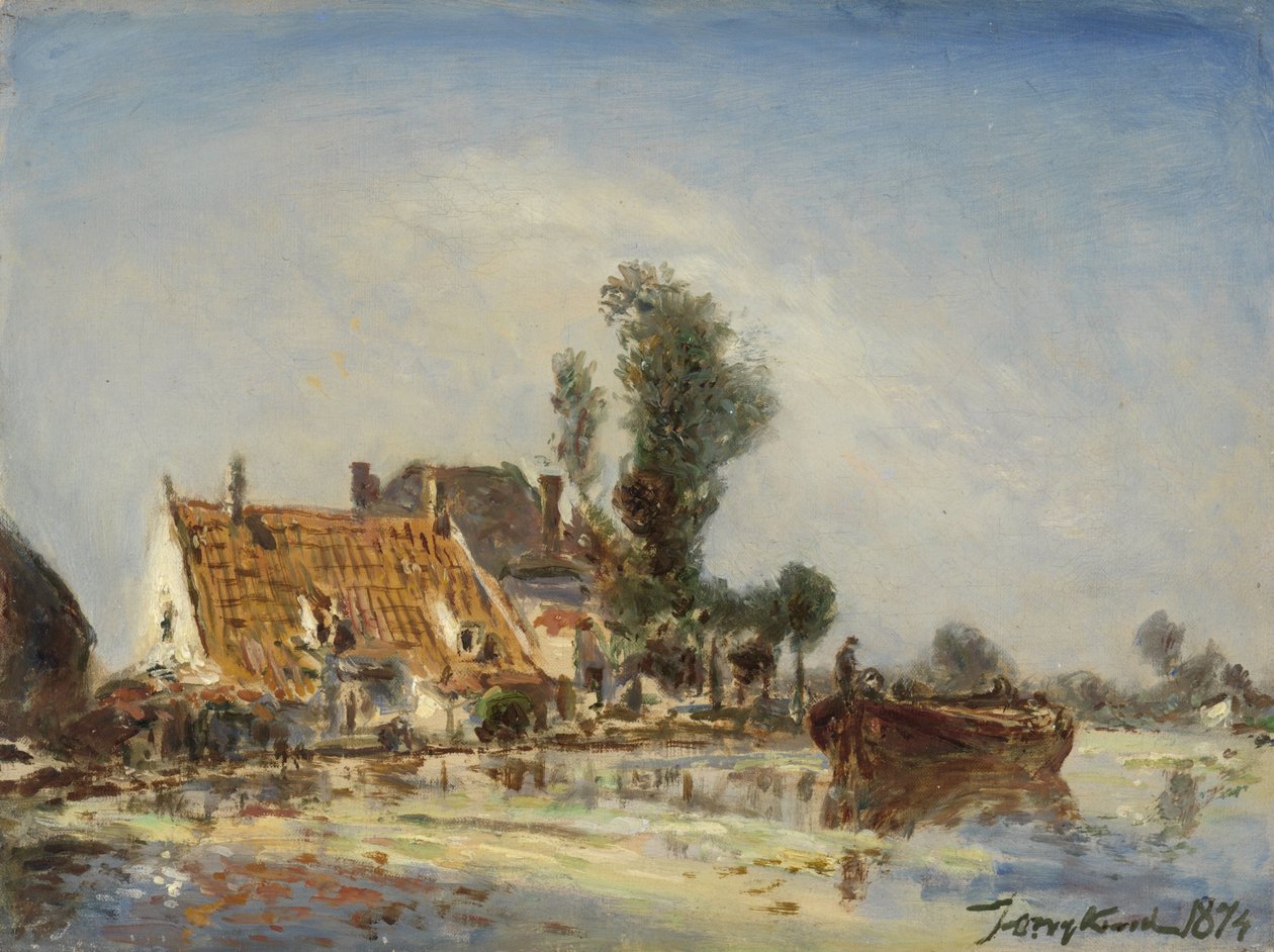 Huse på en vandvej nær Crooswijk af Johan Barthold Jongkind
