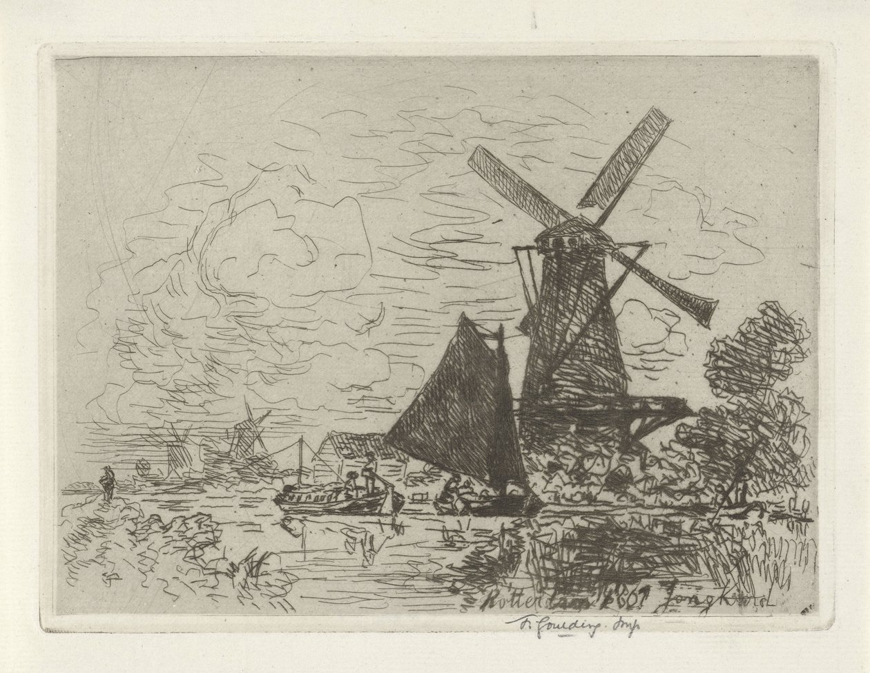 Vindmøller nær Rotterdam af Johan Barthold Jongkind