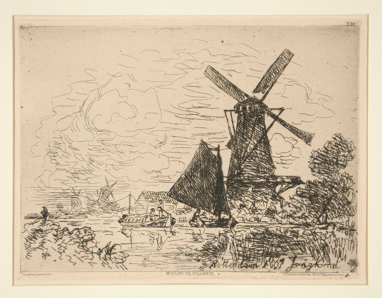 Møller i Holland (Møller i Holland) af Johan Barthold Jongkind