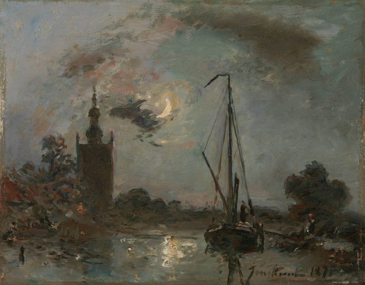 Overschie i måneskin af Johan Barthold Jongkind