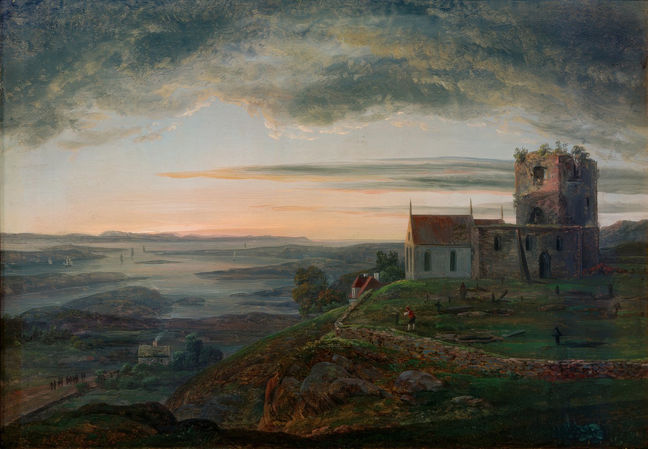 Avaldsnes kirkeruin på Karmoey af Johan Christian Dahl