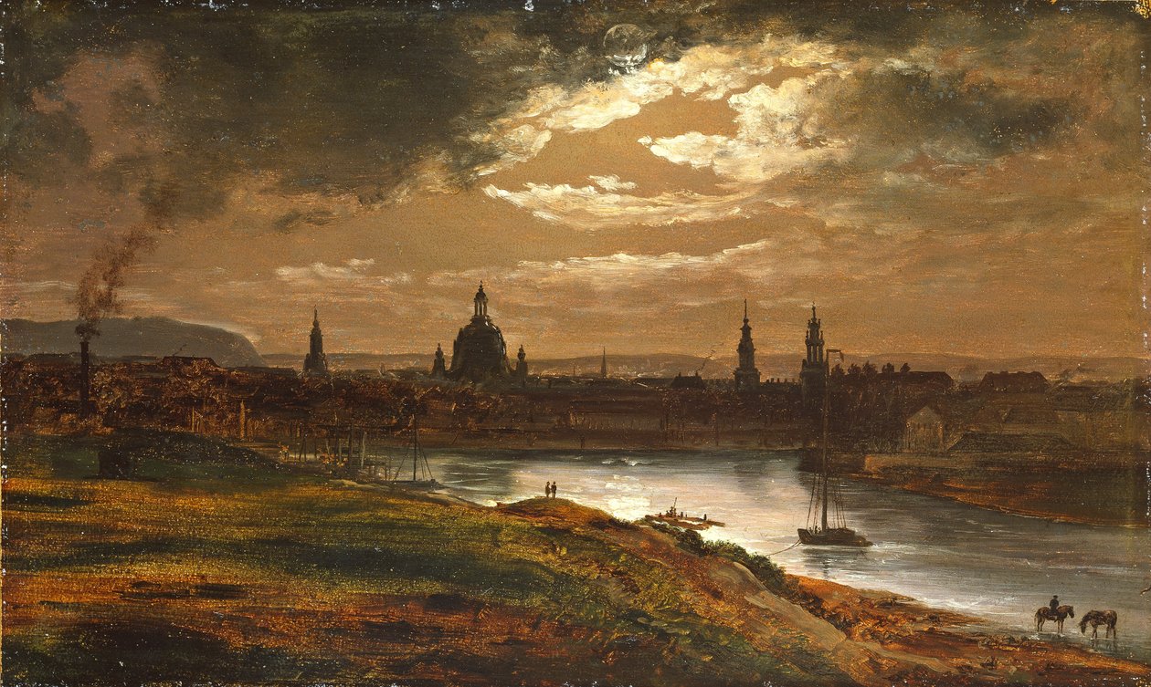 Dresden i måneskin af Johan Christian Dahl