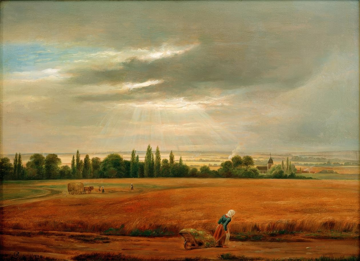 Kornmarker nær Dresden af Johan Christian Dahl