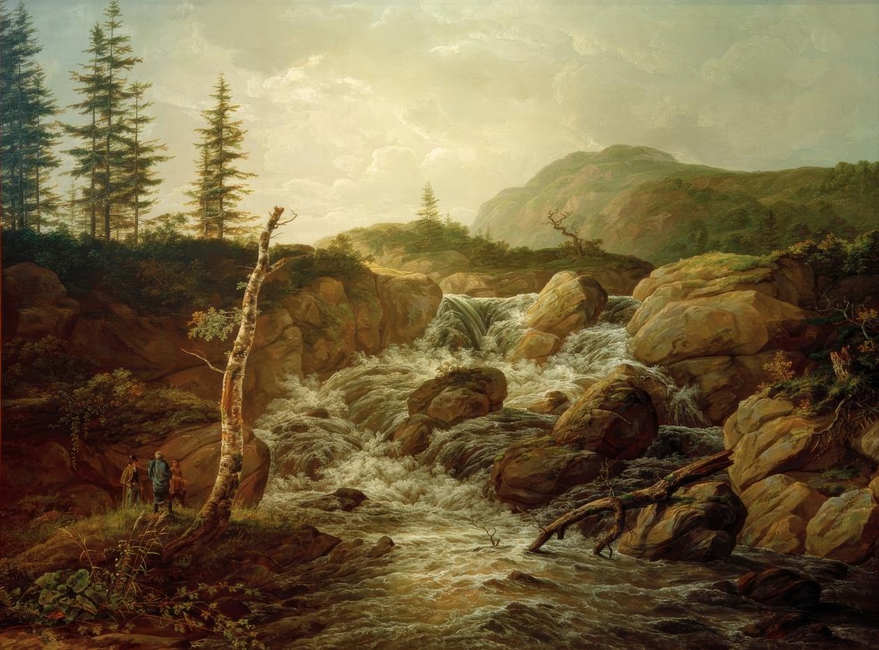 Nordisk landskab med et vandfald af Johan Christian Dahl