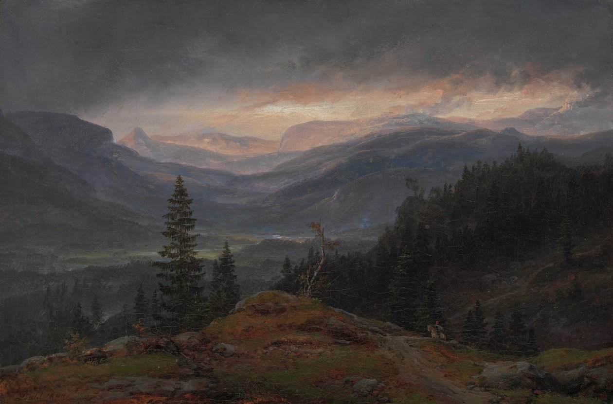 Udsigt over Hallingdal, 1844. af Johan Christian Dahl