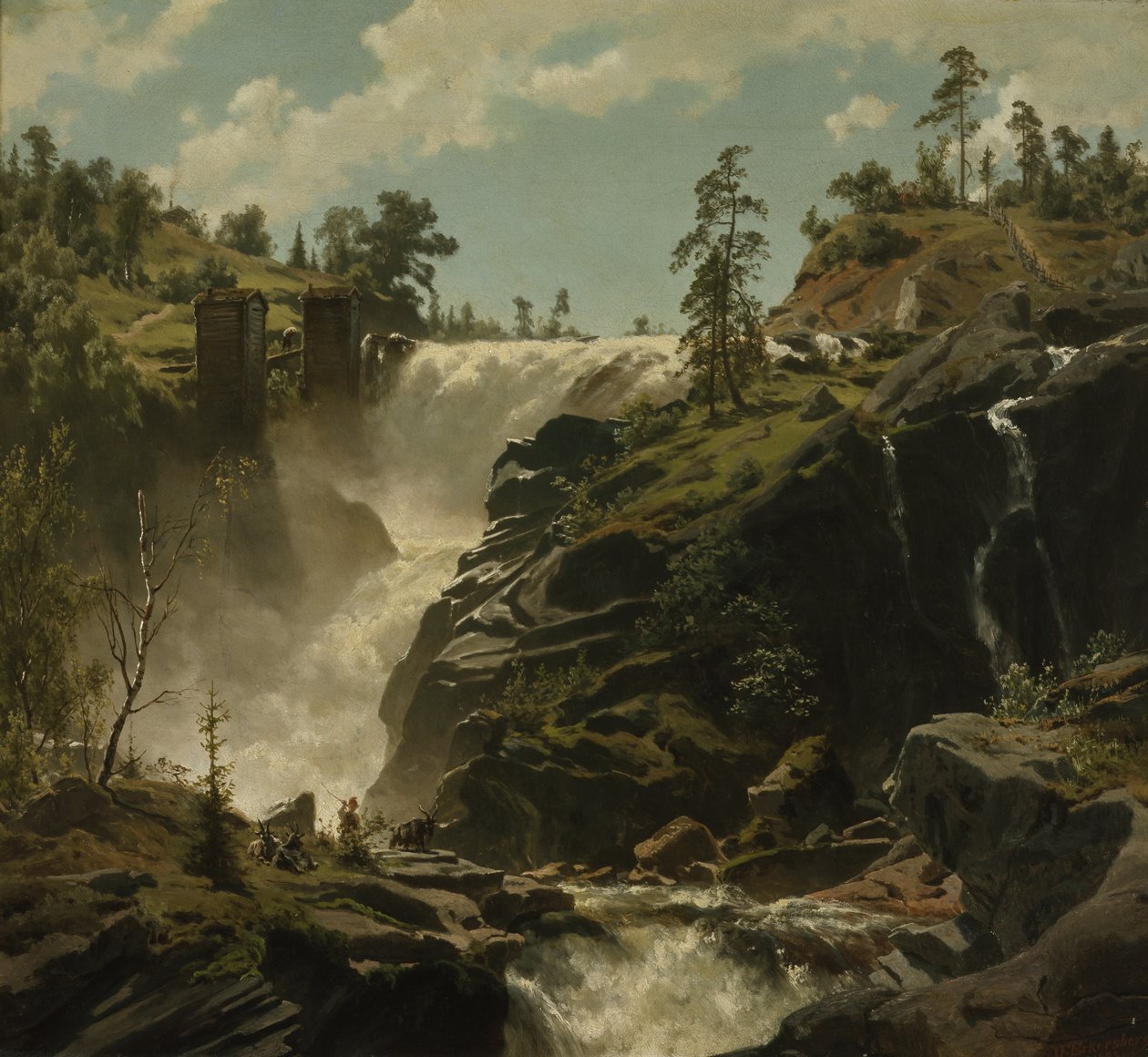 Landskab med vandfald af Johan Fredrik Eckersberg