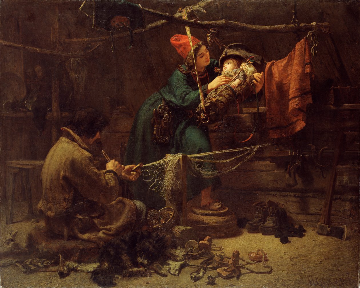 Inde i et Laplanders telt, 1857 af Johan Fredrik Hockert