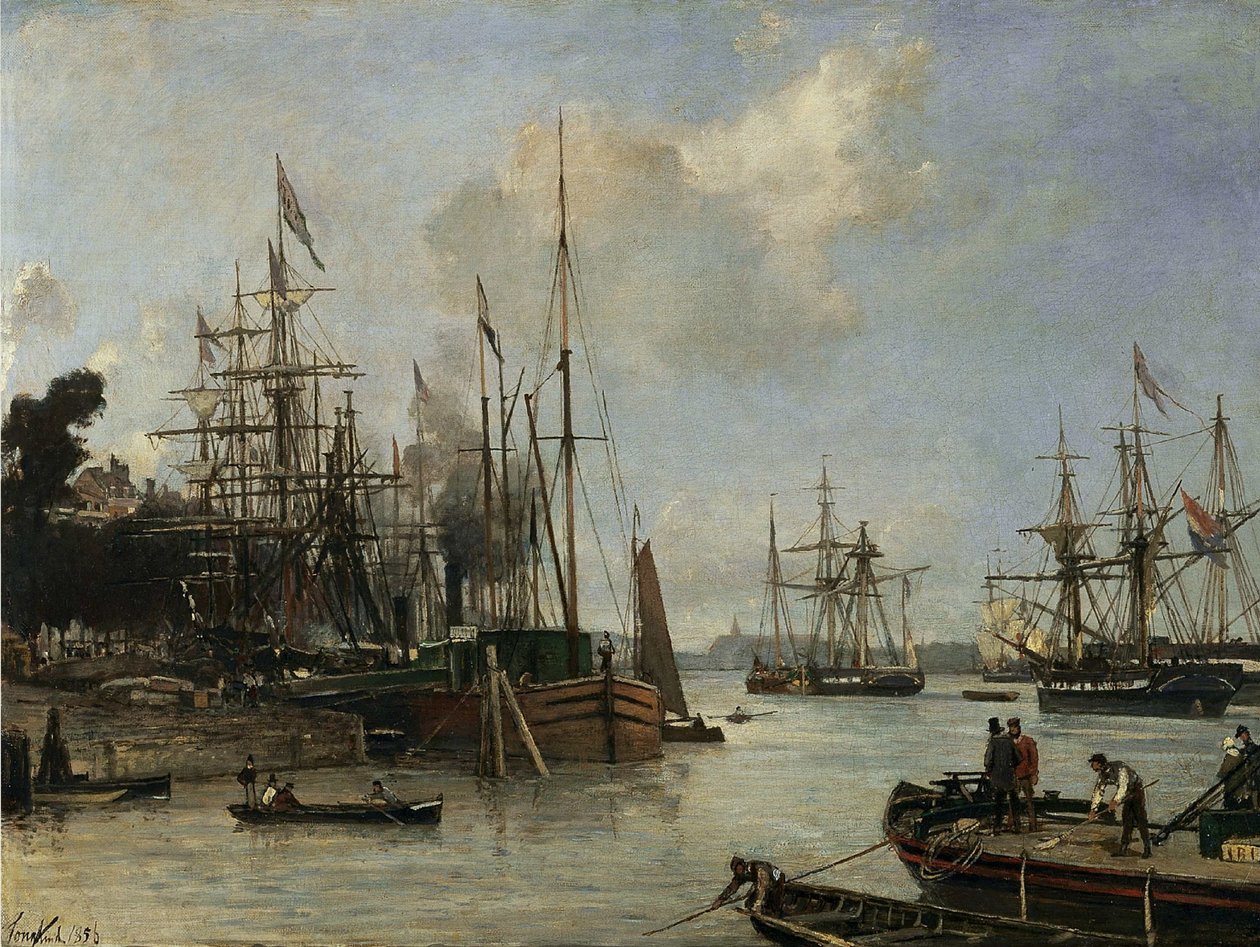 Udsigt over havnen, Rotterdam af Johan Jongkind