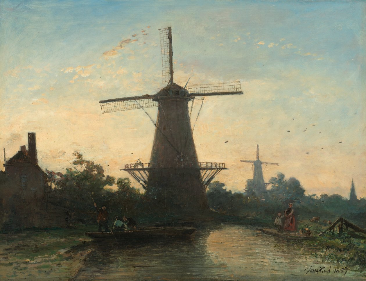 Møller i nærheden af Rotterdam af Johan Jongkind