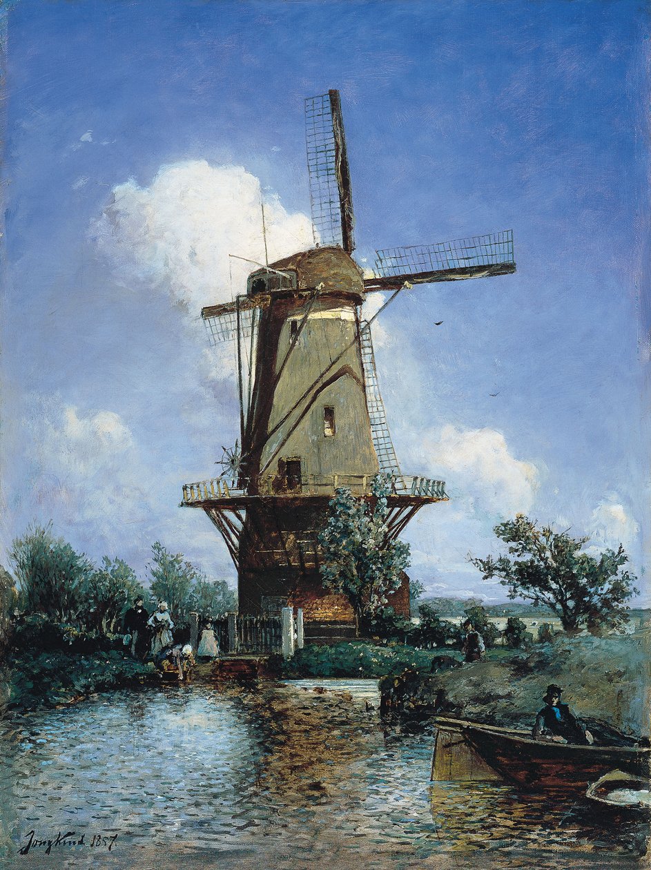 Vindmølle nær Delft af Johan Jongkind
