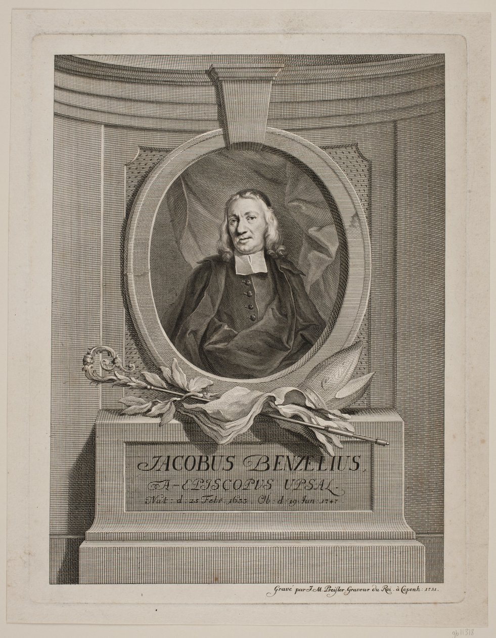 Biskop Jacob Benzelius af Johan Martin Preisler