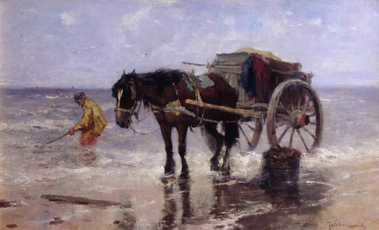 The Clam Gatherer (olie på lærred) af Johan Scherrewitz