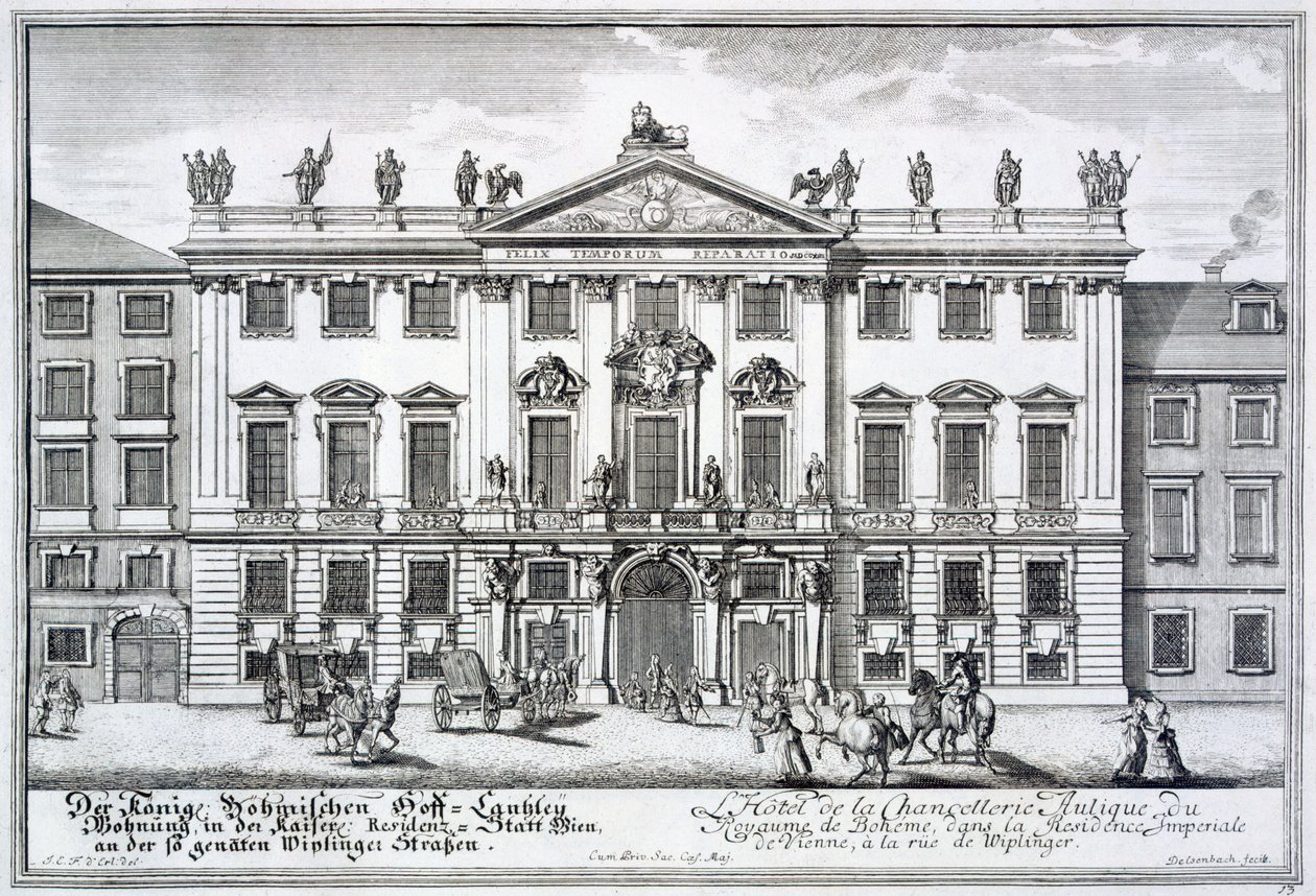 Kancelliet i Kongeriget Bøhmen, en del af det kejserlige residens i Wiplinger Street, Wien, ca. 1719 af Johann Bernhard Fischer von Erlach