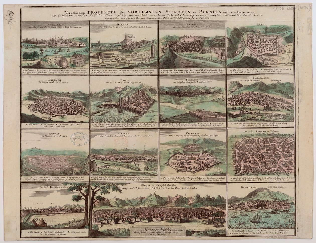 Forskellige prospekter fra Vornemsten -byerne i Persien af Johann Baptista Homann