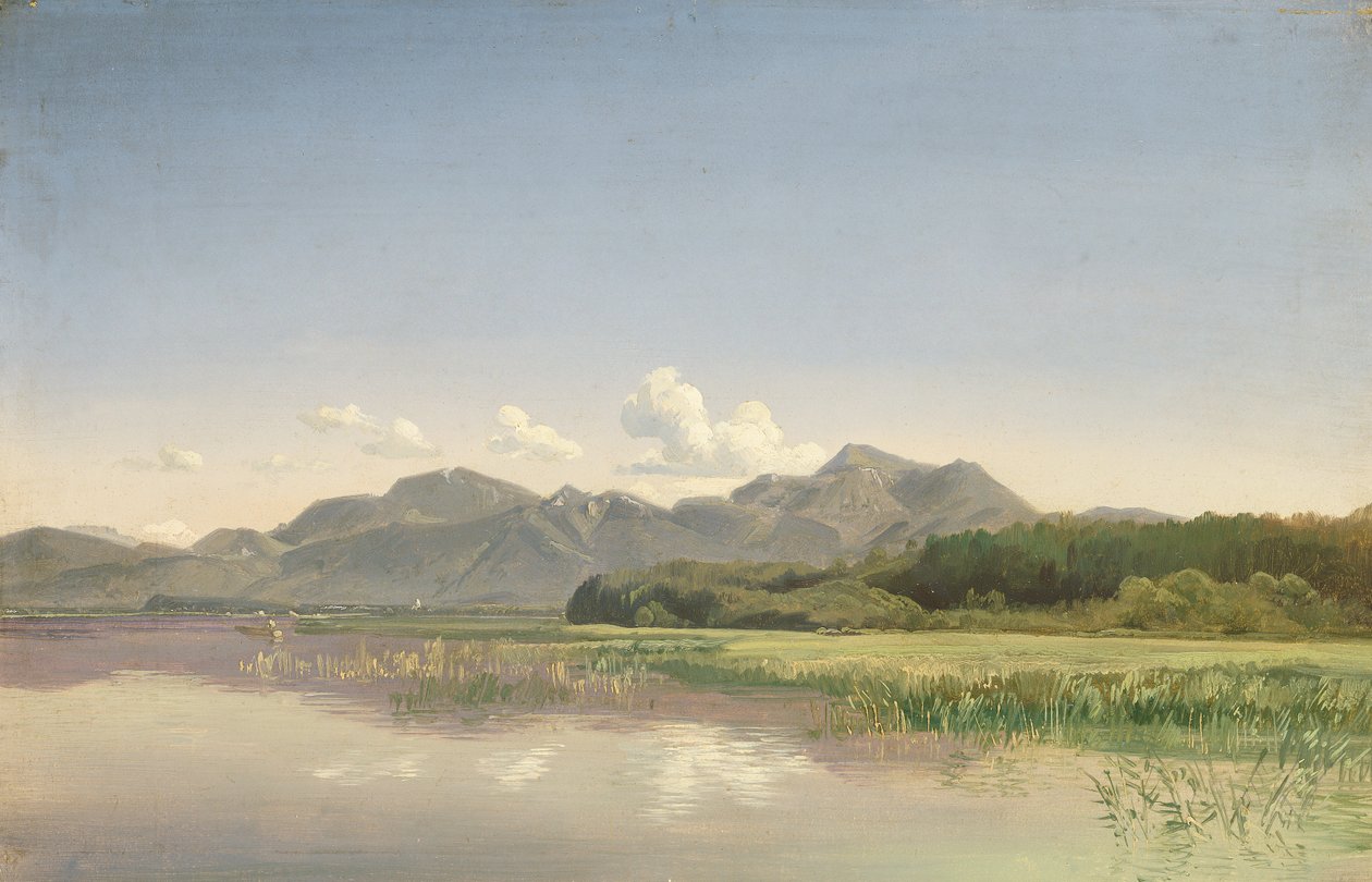 The Chiemsee at Stock (olie på papir monteret på lærred) af Johann Beckmann