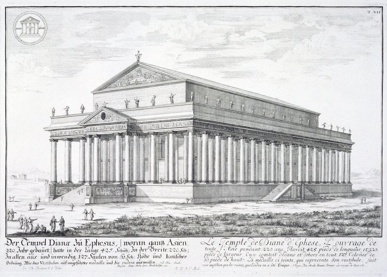 Dianatemplet i Efesos, Tyrkiet, fra "Entwurf einer historischen Architektur", 1721 af Johann Bernhard Fischer von Erlach