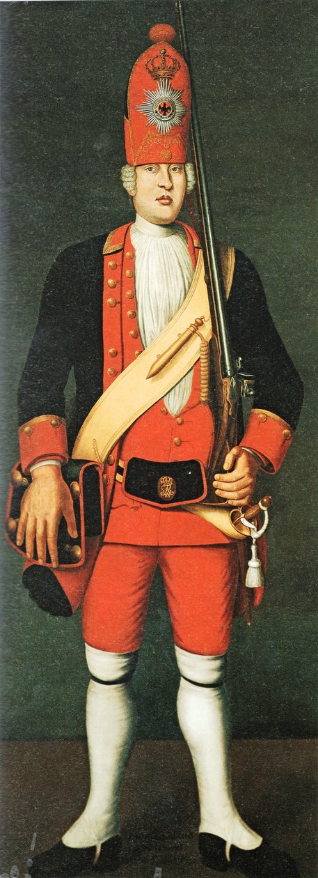 Grenadier for den røde krops bataljon af kæmpevagten Friedrich Wilhelm I. af Johann Christof Merck