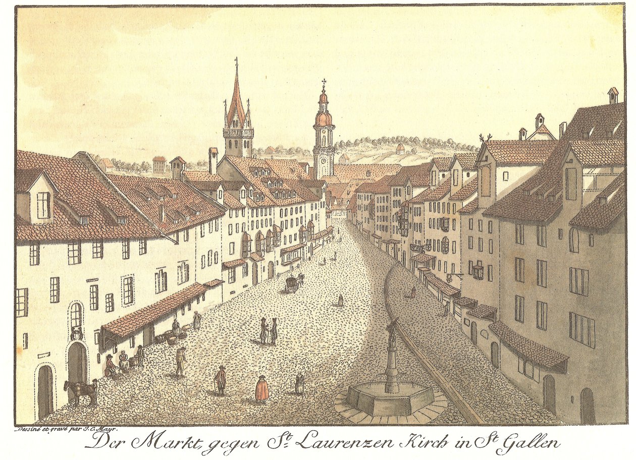 Markedet mod St. Laurenzen Kirch i St. Gallen (original titel) af Johann Conrad Mayr