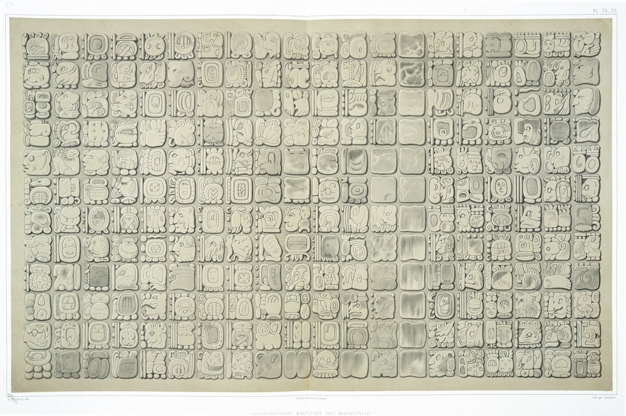 Stor plakette med ideografisk skrift fra Temple of Inscriptions, Palenque, ca. 692, plader 34 og 35 fra 