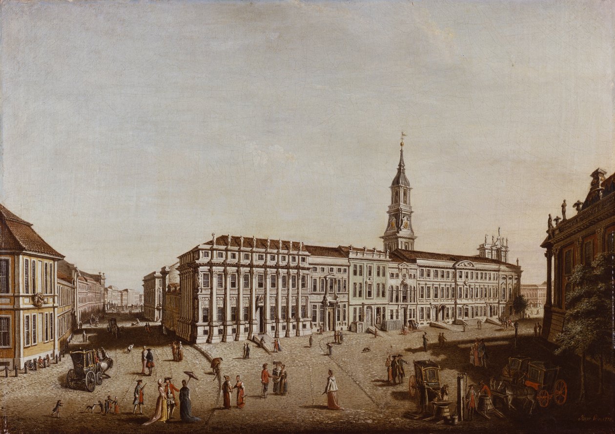 Udsigt over Castle Street og Fiaker Square, Potsdam, 1773 af Johann Friedrich Meyer