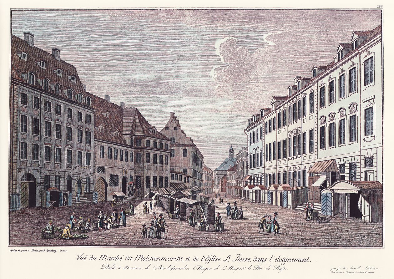 Udsigt over vallemarkedet i det gamle Berlin / land af Johann Georg Rosenberg