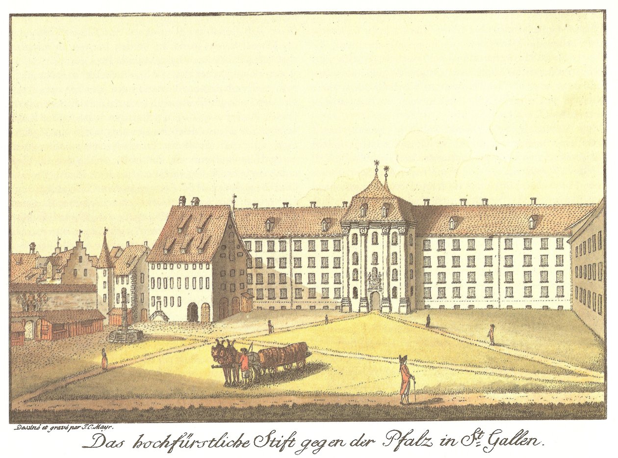 Det høje fyrstelige kloster mod Pfalz i St. Gallen af Johann Konrad Mayr