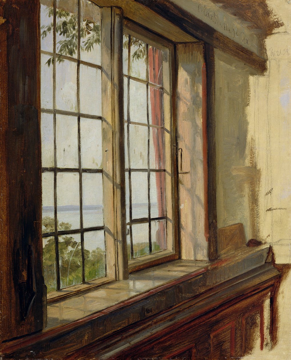 Udsigt over Elben gennem et vindue, 1838 af Johann Martin Gensler