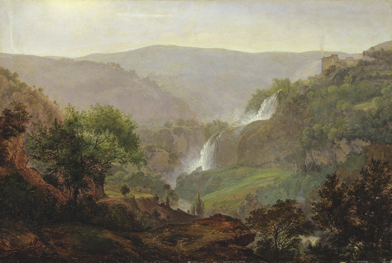 Vandfald nær Tivoli, ca. 1808 (olie på papir på lærred) af Johann Martin von Rohden