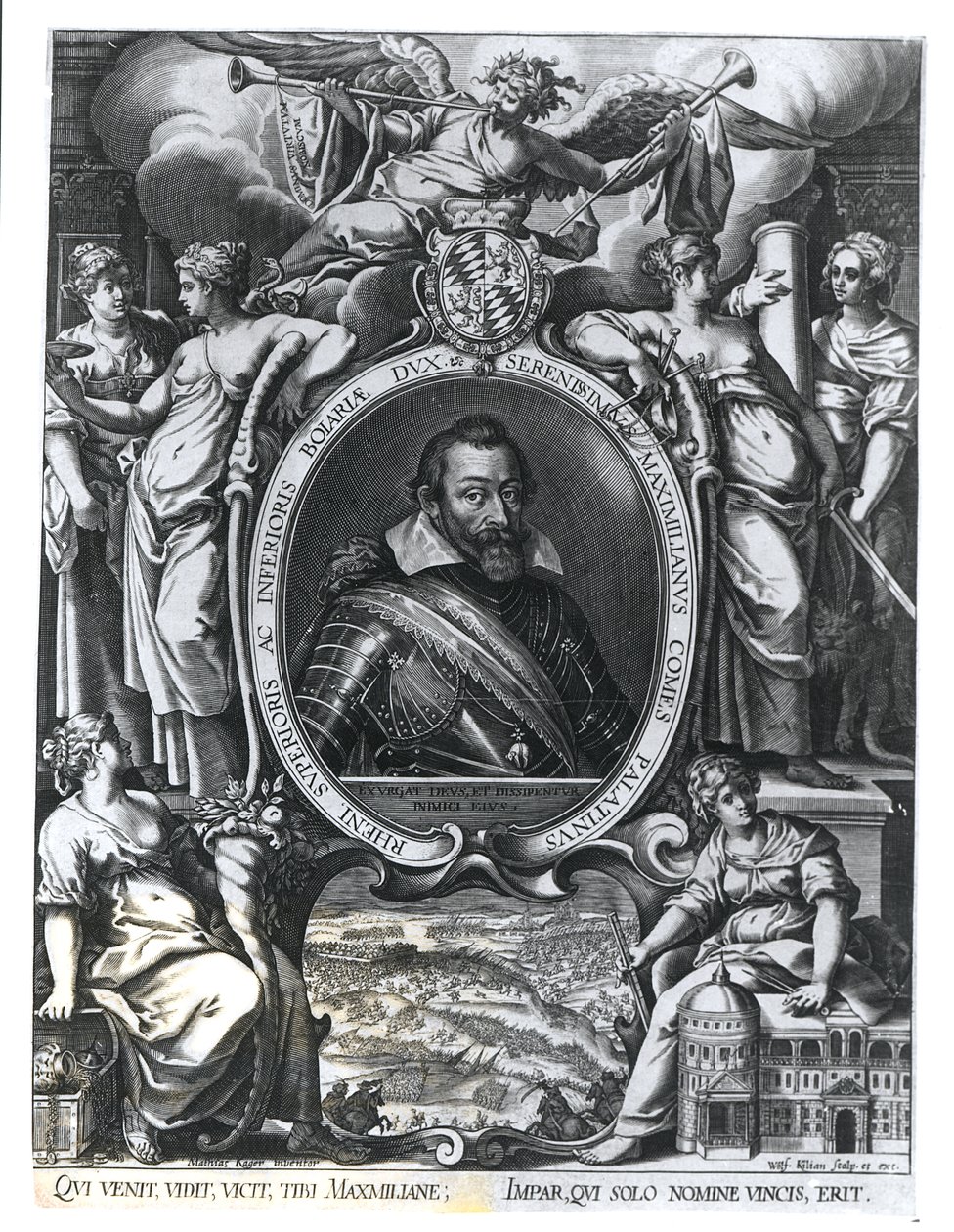 Portræt af Maximilian I af Bayern, indgraveret af Wolfgang Kilian (1581-1662) af Johann Matthias Kager