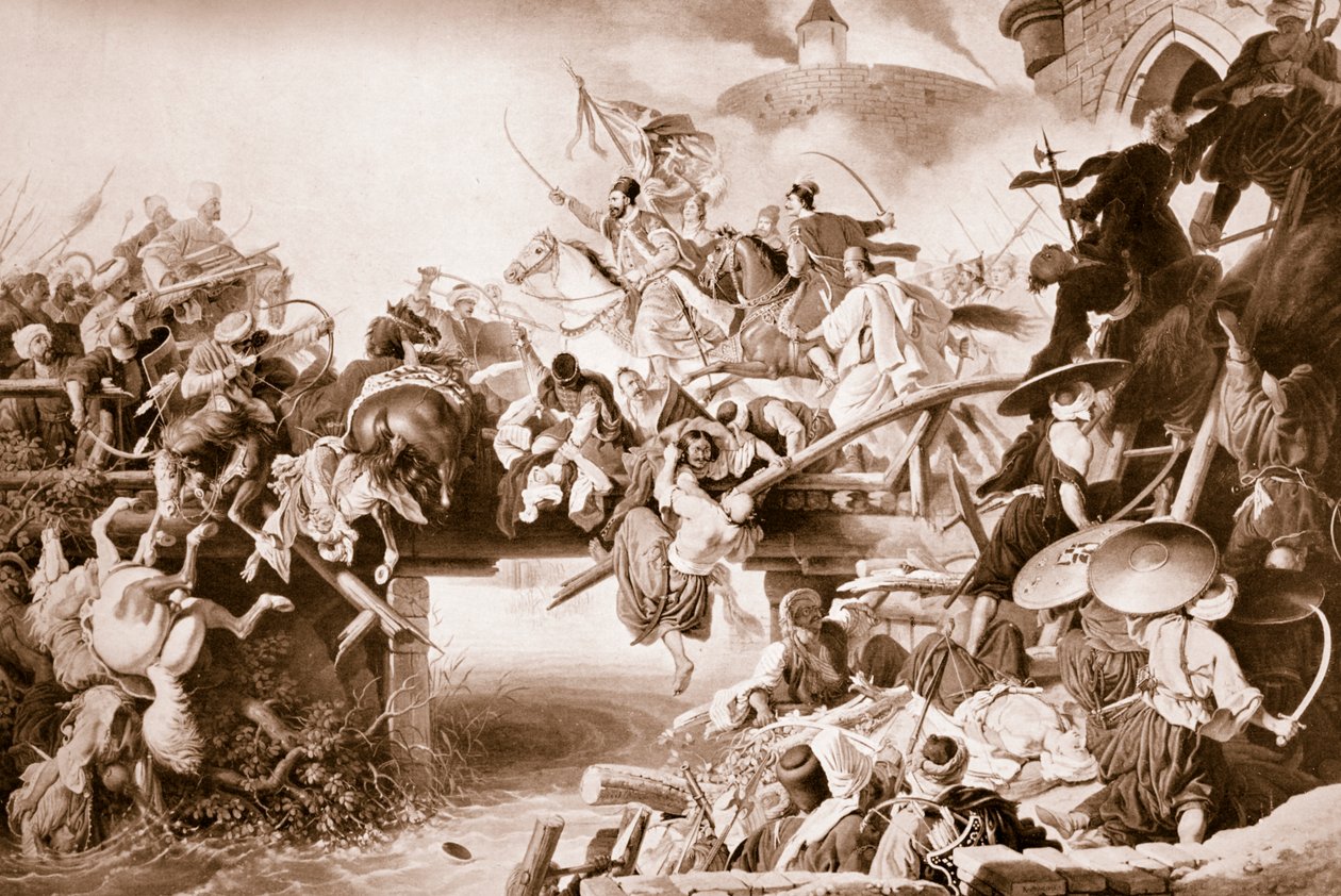 Sortie af Zrinyi under forsvaret af Szigetvar mod tyrkerne, 1566, 1825 af Johann Peter Krafft