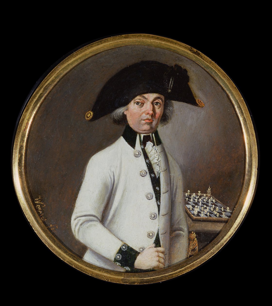 Portræt af en gentleman skakspiller (olie på kobber) af Johann Werner