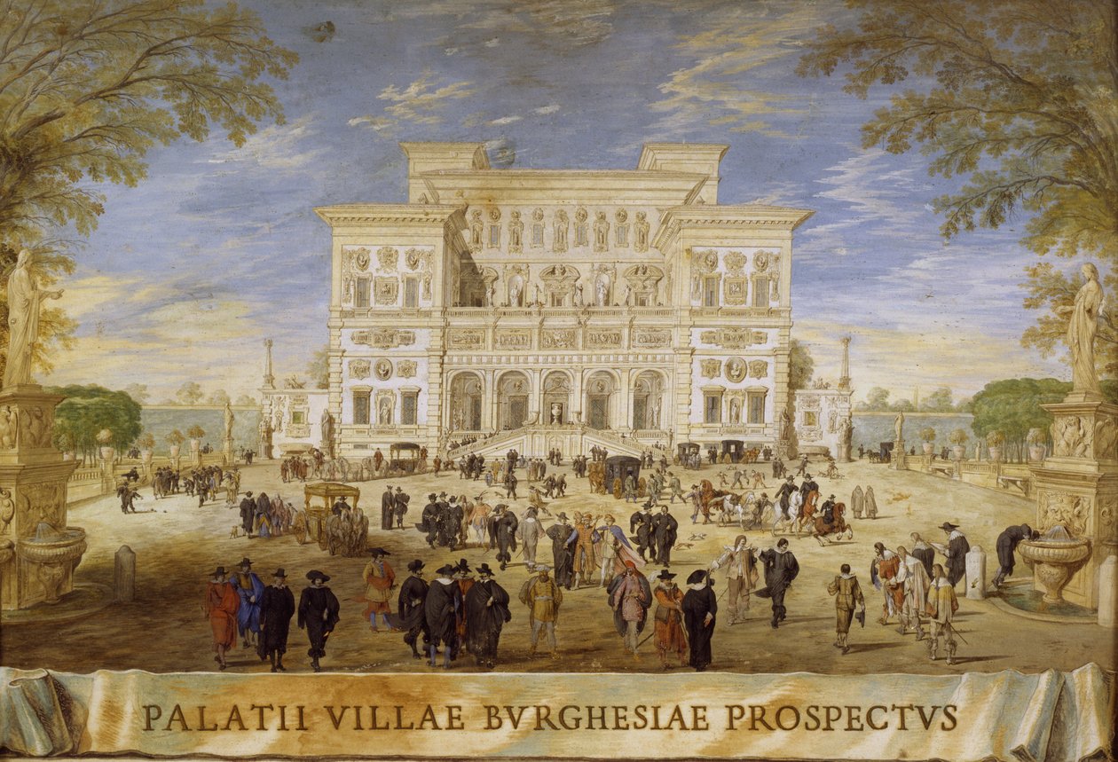 Udsigt over Villa Borghese af Johann Wilhelm Baur