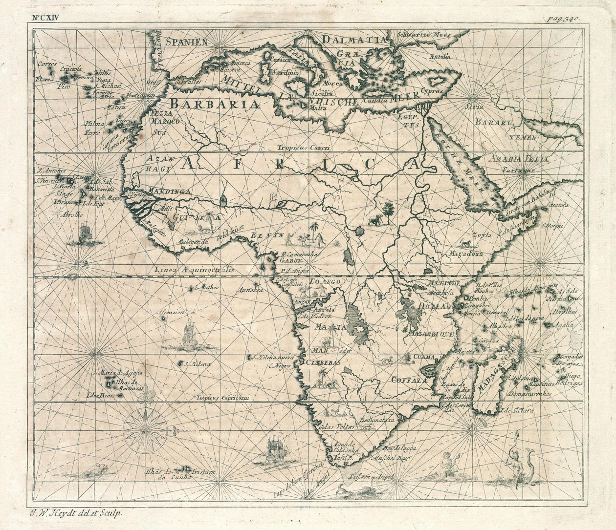 Kort over Afrika af Johann Wolfgang Heydt