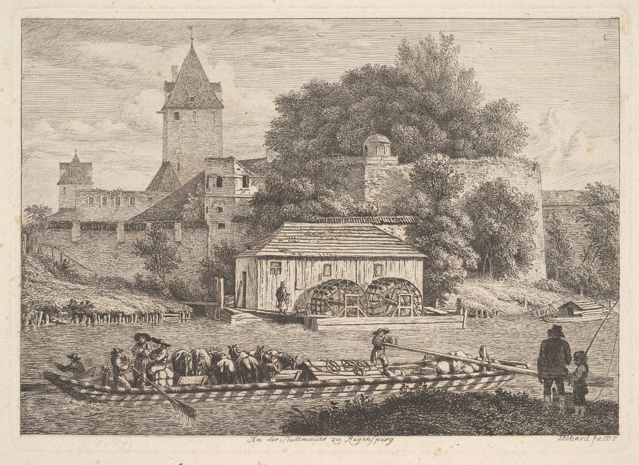 The Town Wall of Regensberg, 1817. dani af Johann Christian Erhard