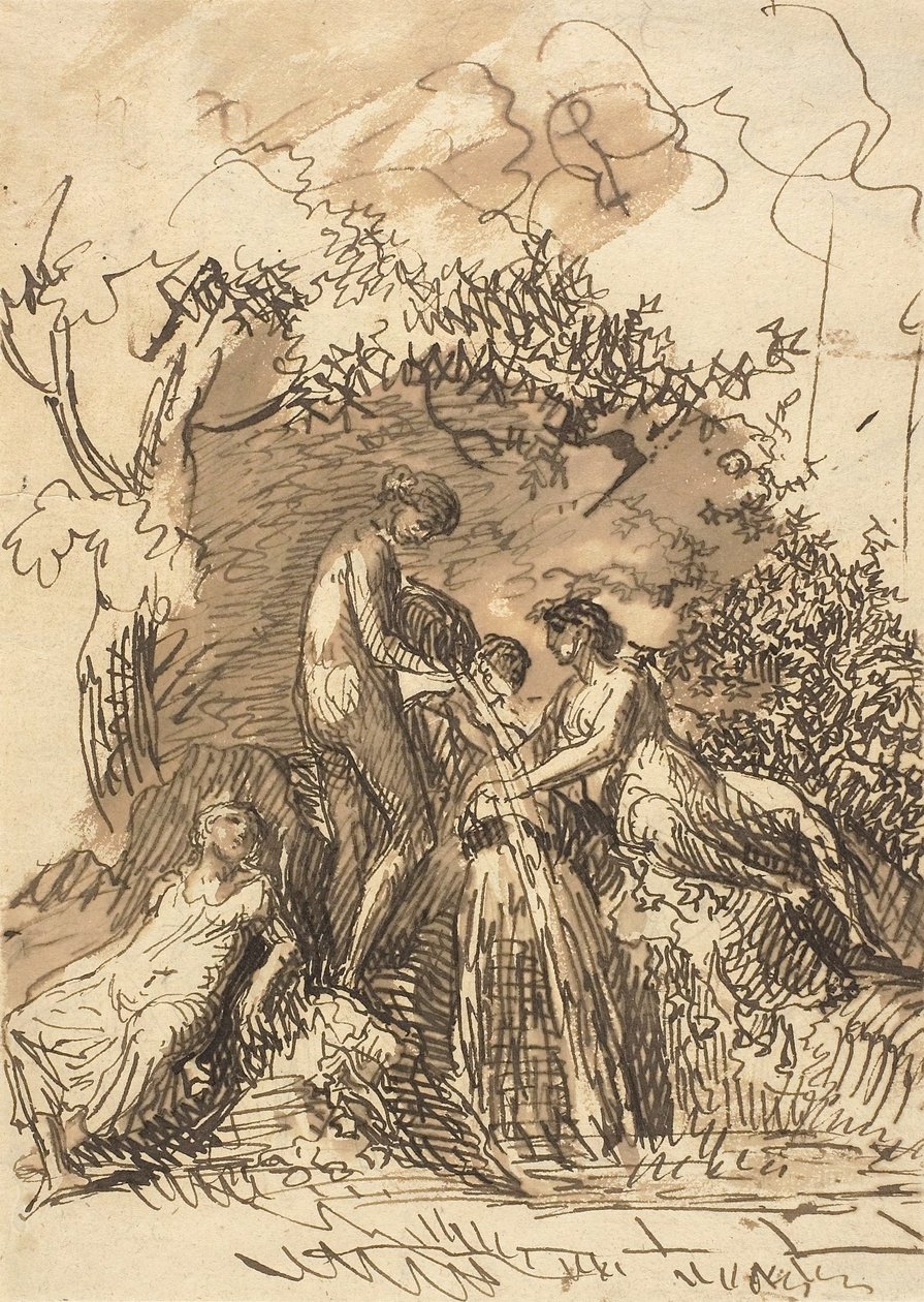 Young Girls at a Fountain, c.1790-99 dani af Johann Christian Reinhart