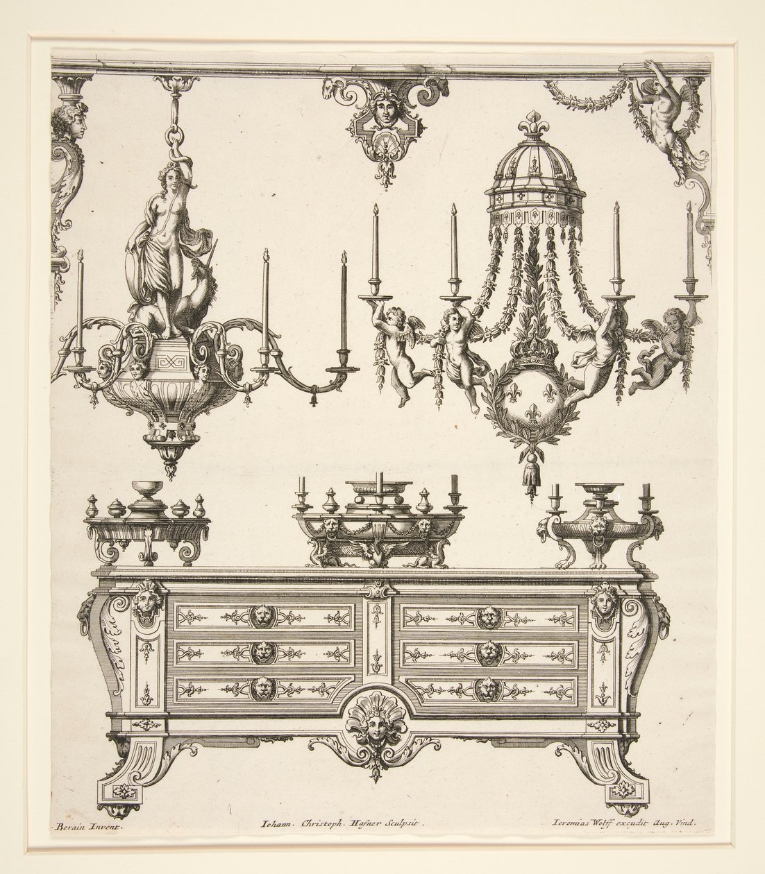 Ark fra Commodes et Lustres af Johann Christoph Hafner