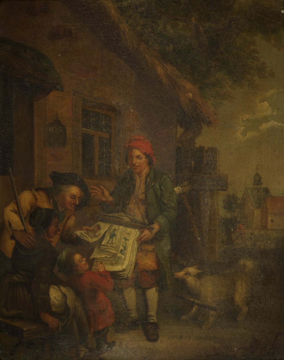 The Village Printseller (olie på kobber) af Johann Conrad Seekatz