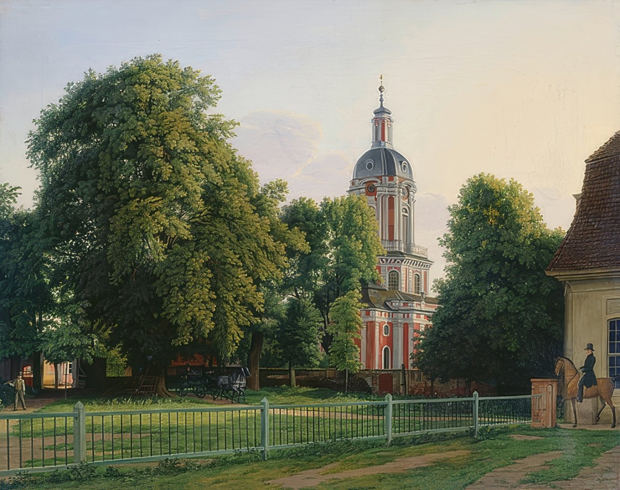 Kirke i parken ved Buch Slot af Johann Erdmann Hummel