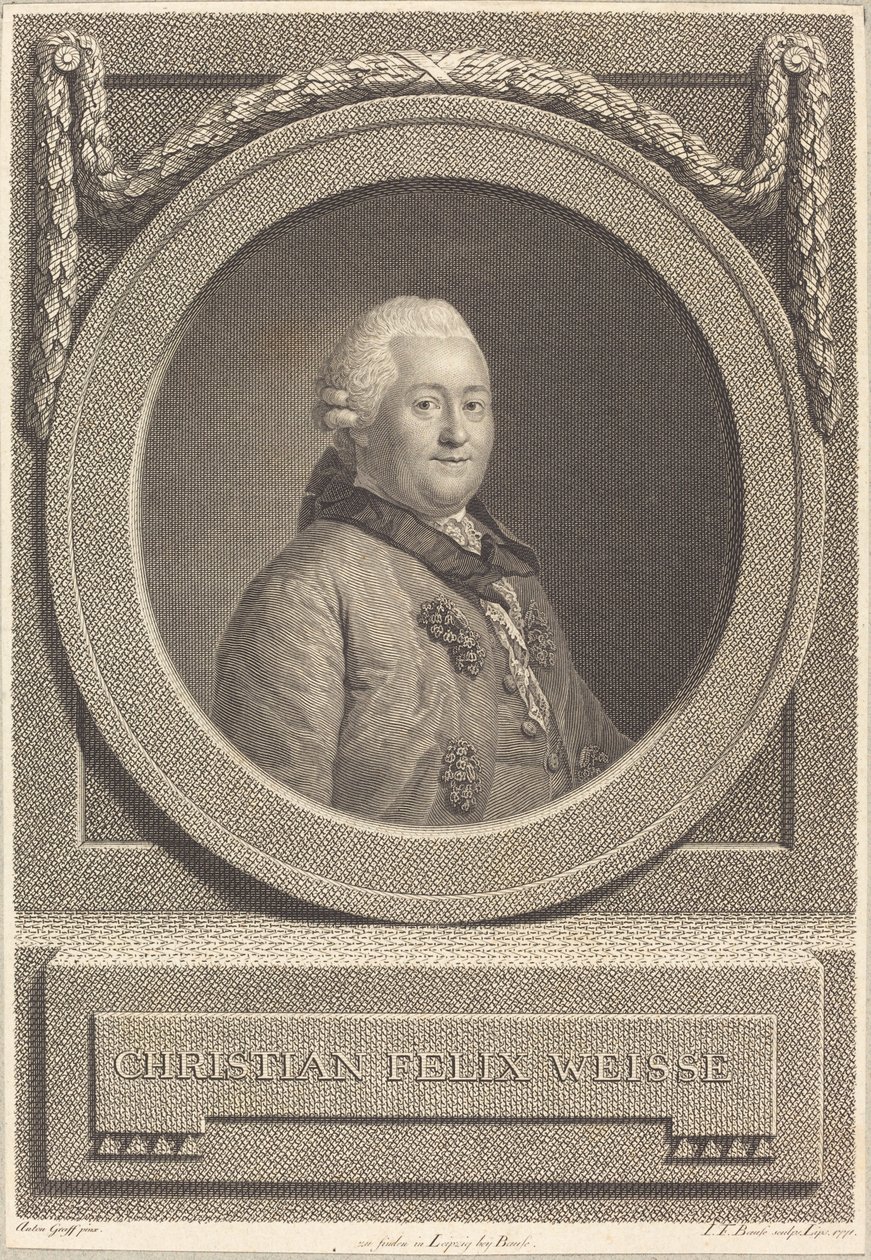 Christian Weisse af Johann Friedrich Bause after Anton Graff