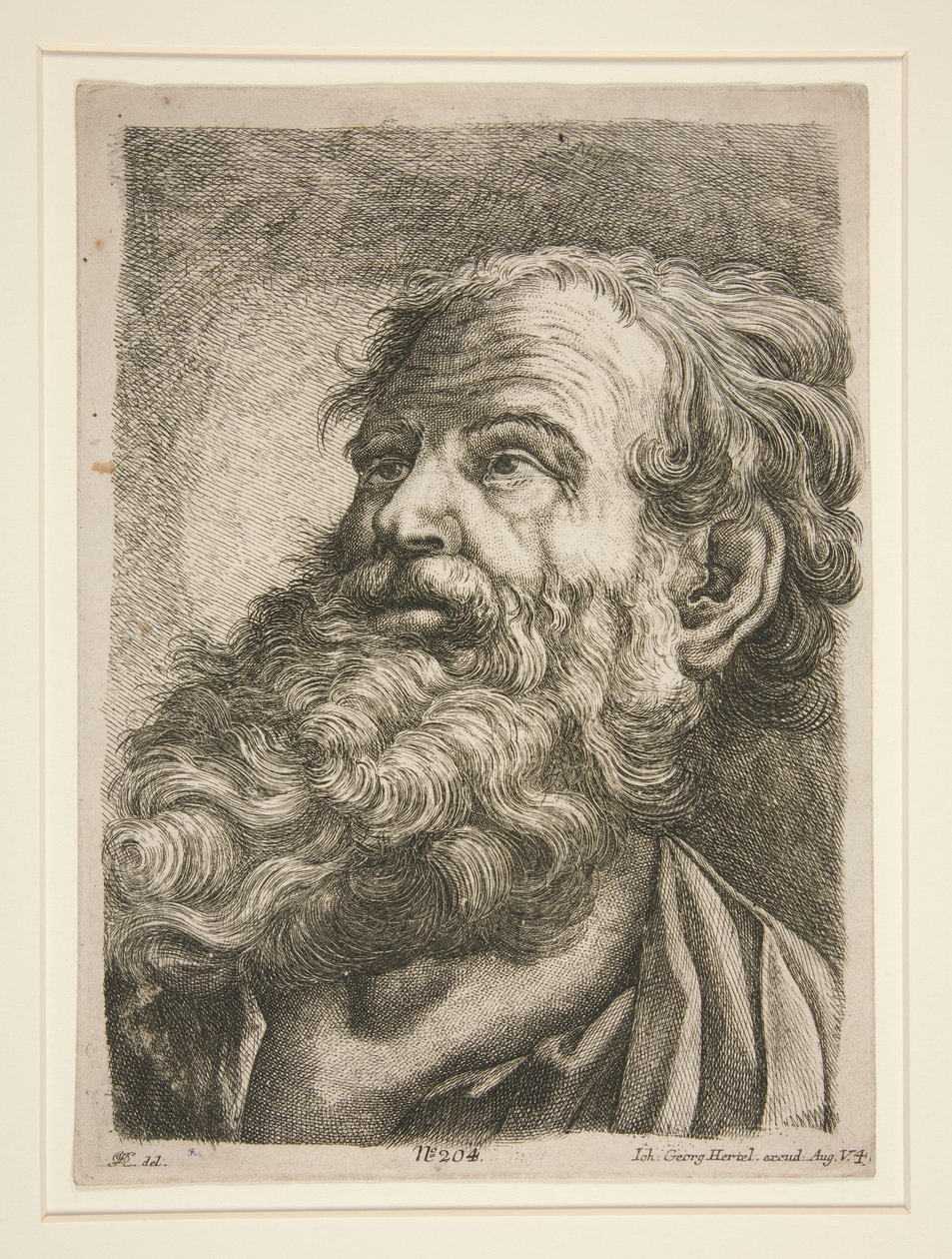 Mandligt overhoved (for en apostel?) af Johann Georg Hertel