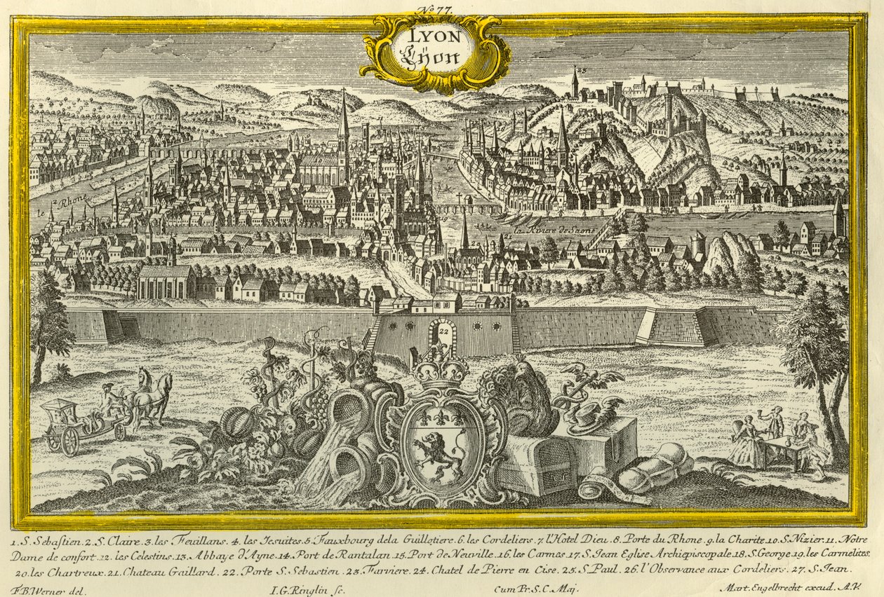 Lyons, c1740. af Johann Georg Ringlin