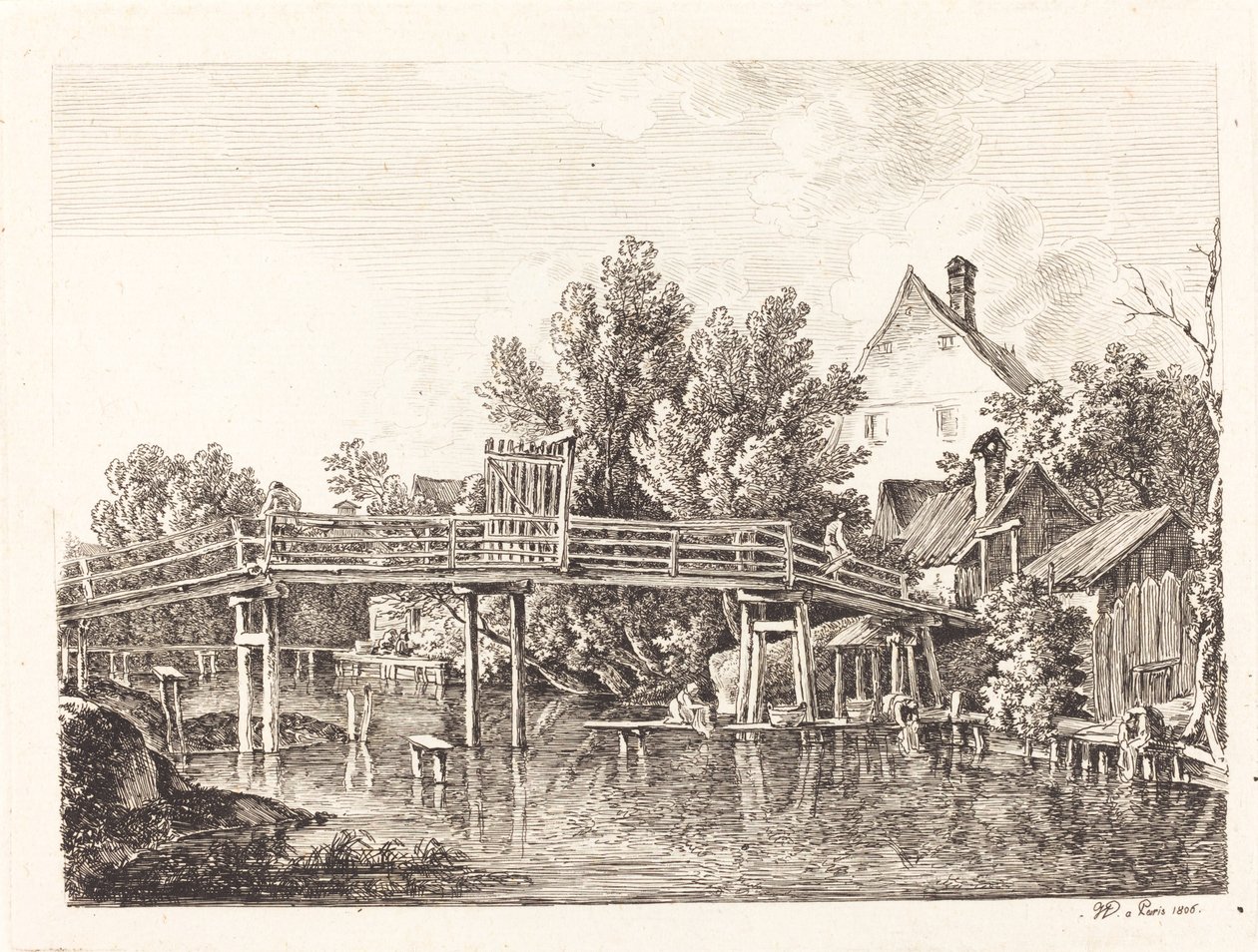 Den lille Isar gangbro, 1806. af Johann Georg von Dillis