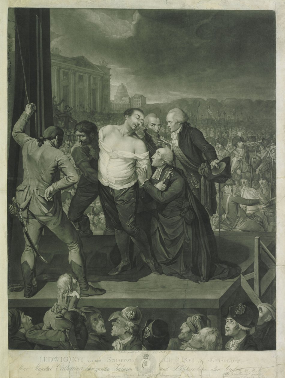 Ludvig XVI på stilladset, 1795. af Johann Gerhard Huck