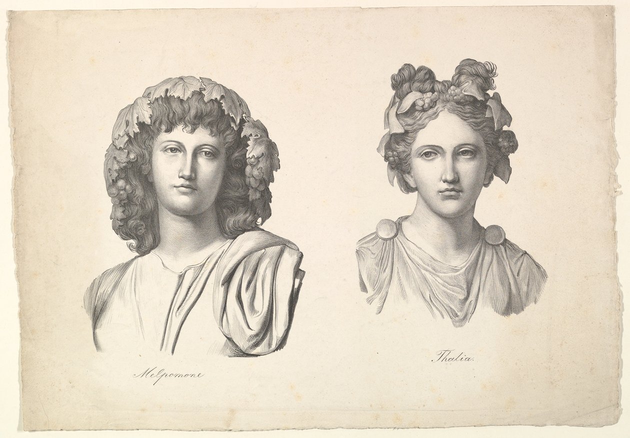 Melpomene og Thalia, 1823-26. af Johann Gottfried Schadow