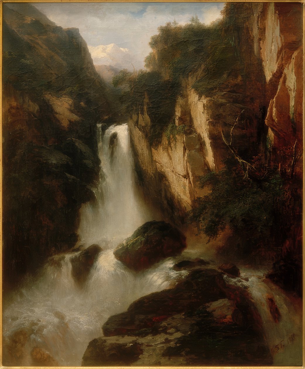 Vandfald i de høje bjerge af Johann Gottfried Steffan