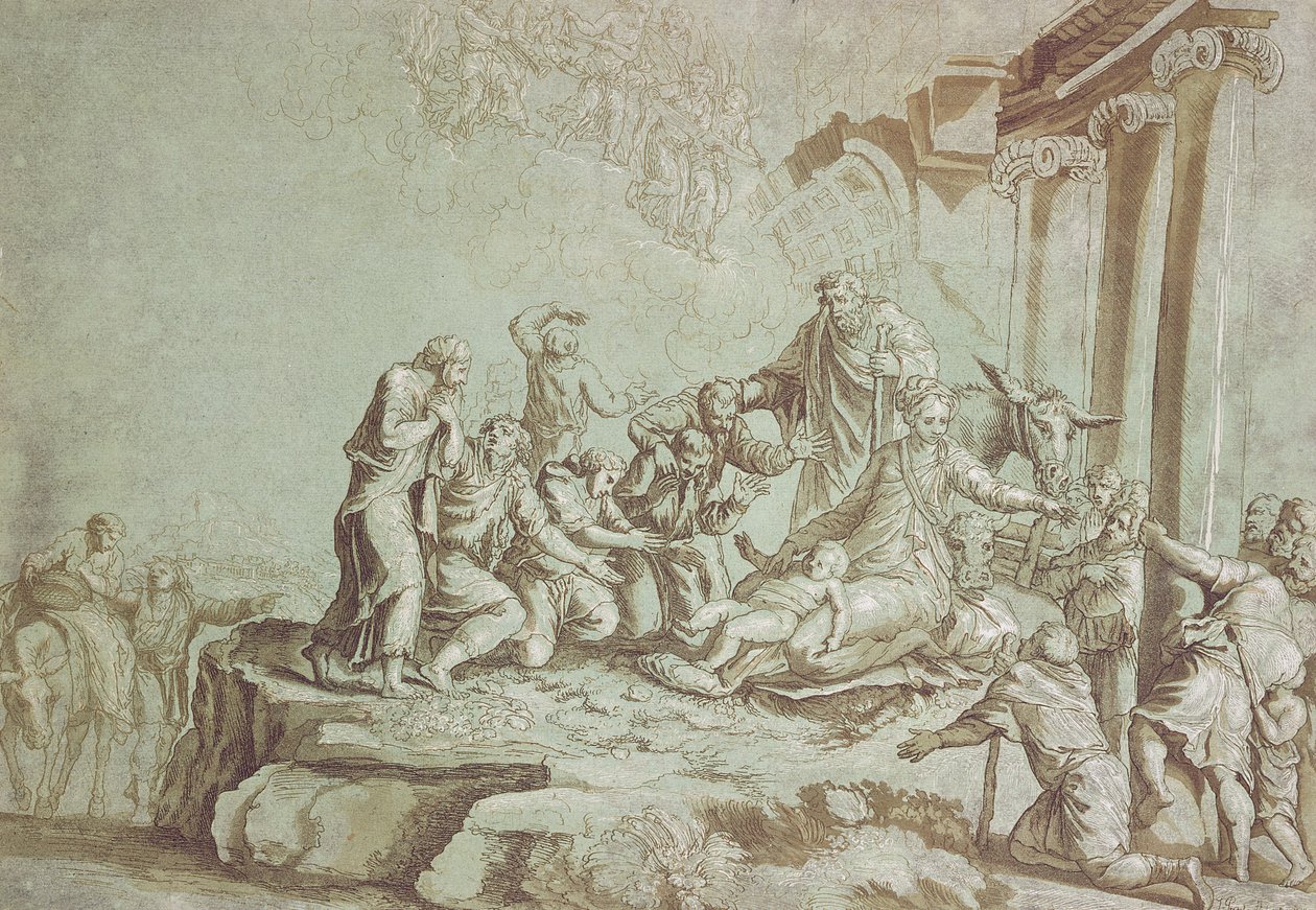 Tilbedelse af hyrderne af Johann Gottlieb Prestel
