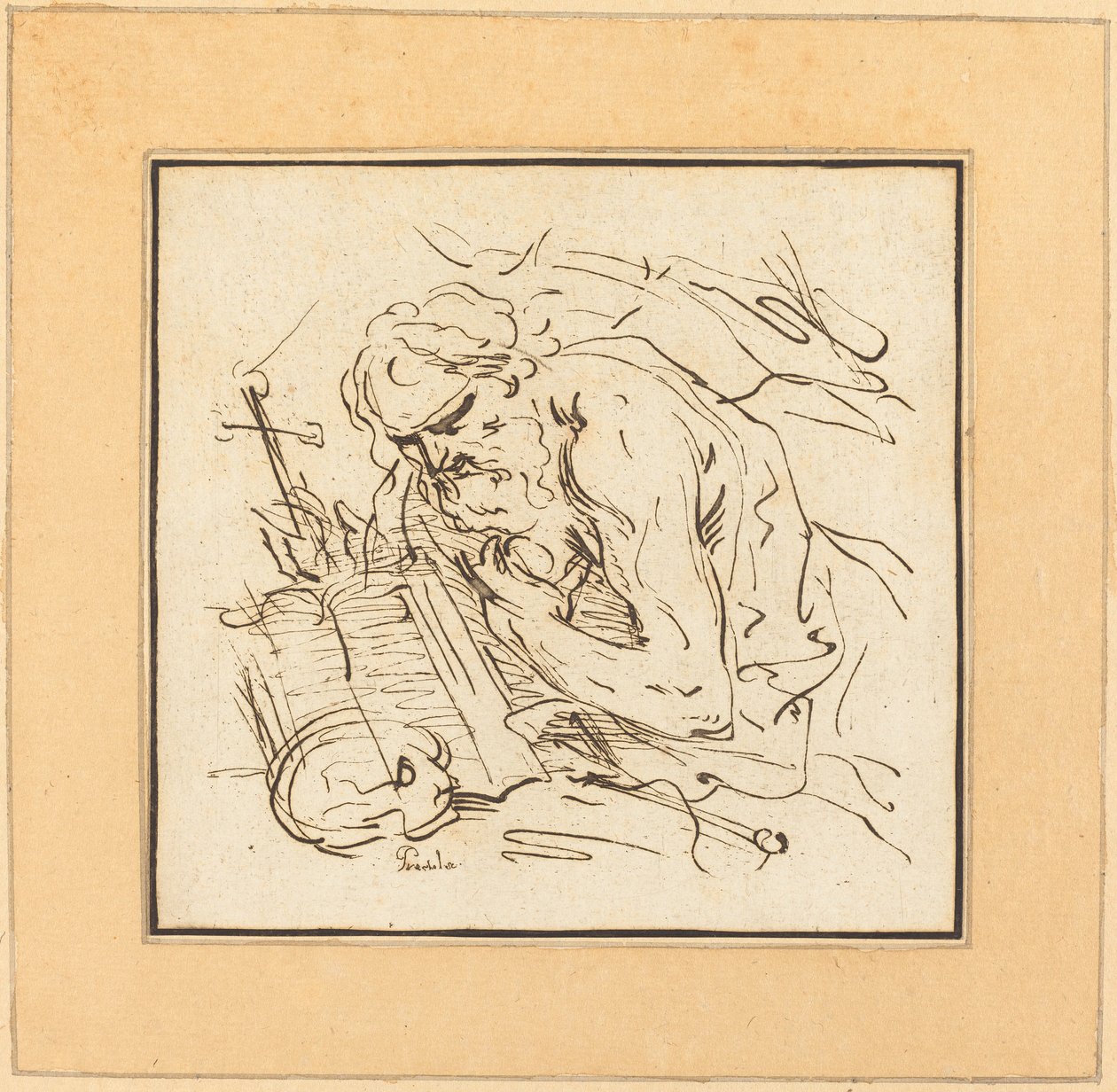 Sankt Jerome af Johann Gottlieb Prestel after Domenichino