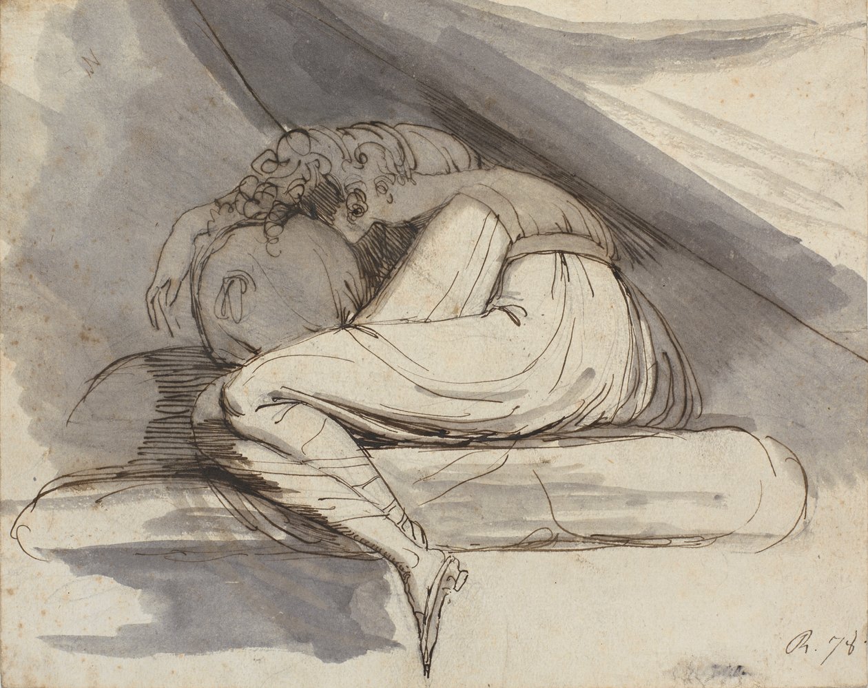 Kvinde siddende, krøllet sammen af Johann Heinrich Füssli