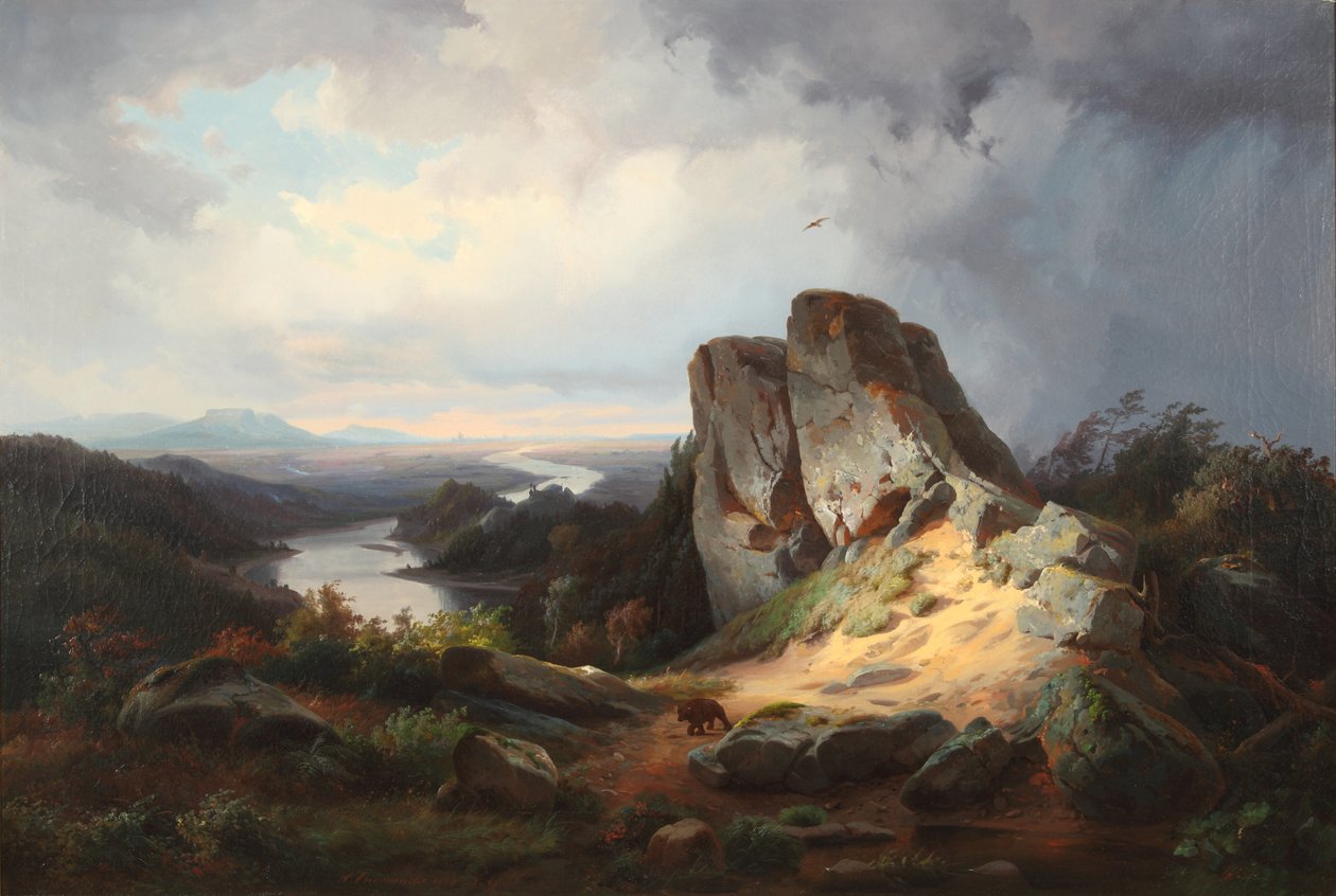 Vestligt landskab 1853 (Olie på lærred) af Johann Herman Carmiencke
