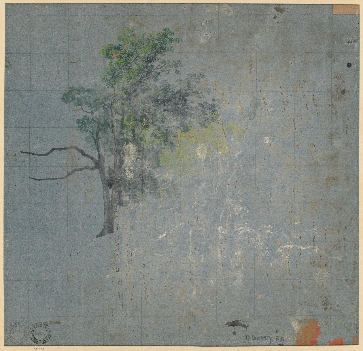 Træstudier (verso) af Johann Jacob Dorner